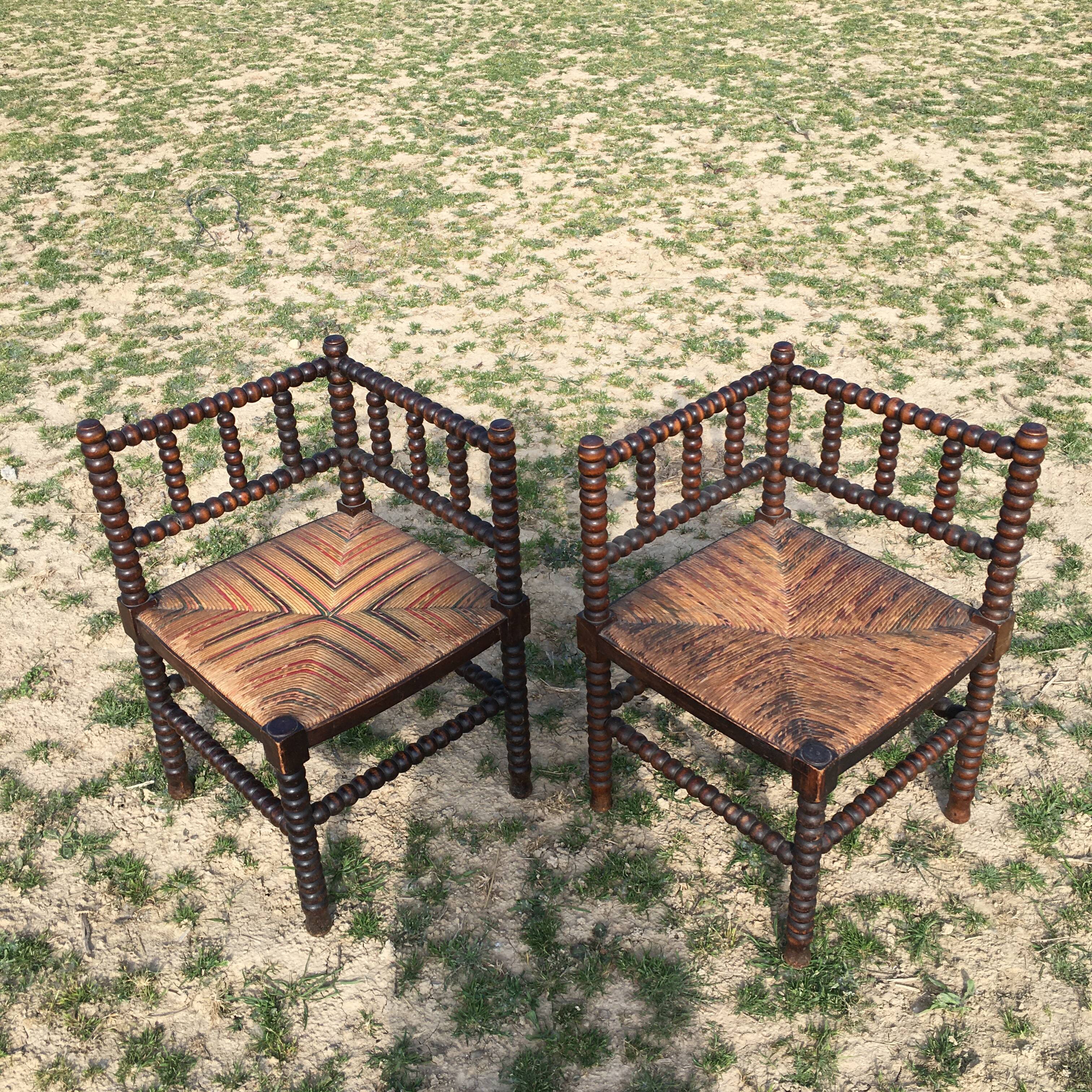Pair of mulched corner chairs 1930
