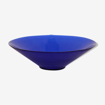 Sliced cone-shaped fruit basket - blue glass