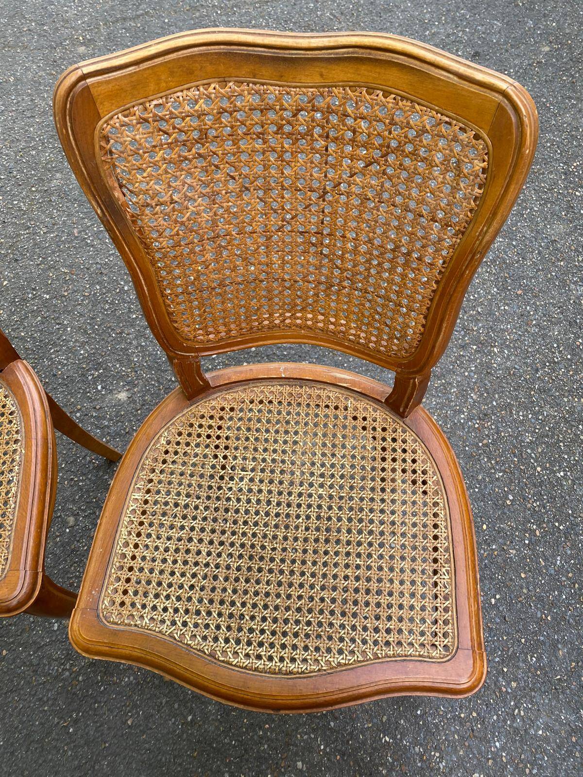 4 Louis XV chairs in solid wood and cane