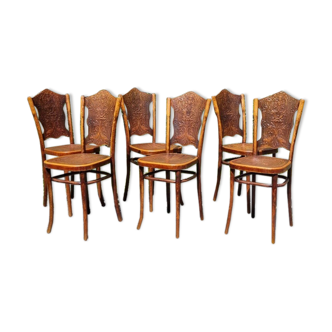 Suite of 6 Viennese bistro chairs from J&J KOHN 1900 ca