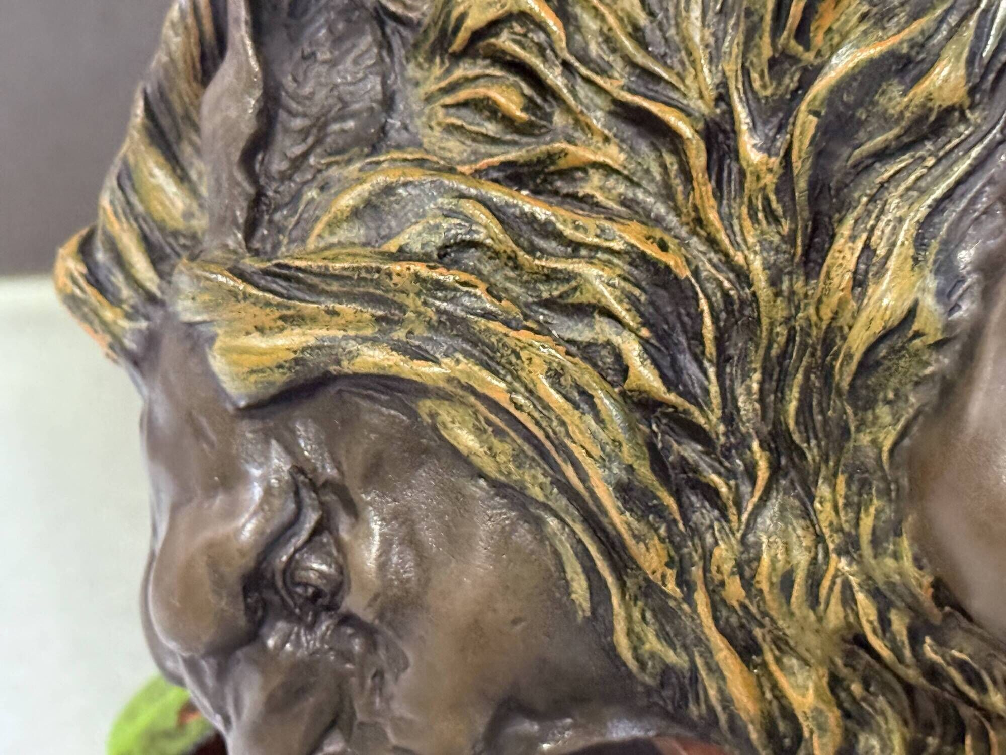Antique Cold-Painted Bronze Lion Fighting a Snake, After Antoine-Louis Barye
