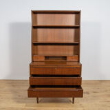 Mid-century teak shelf with pull-out top, Denmark, 1960s