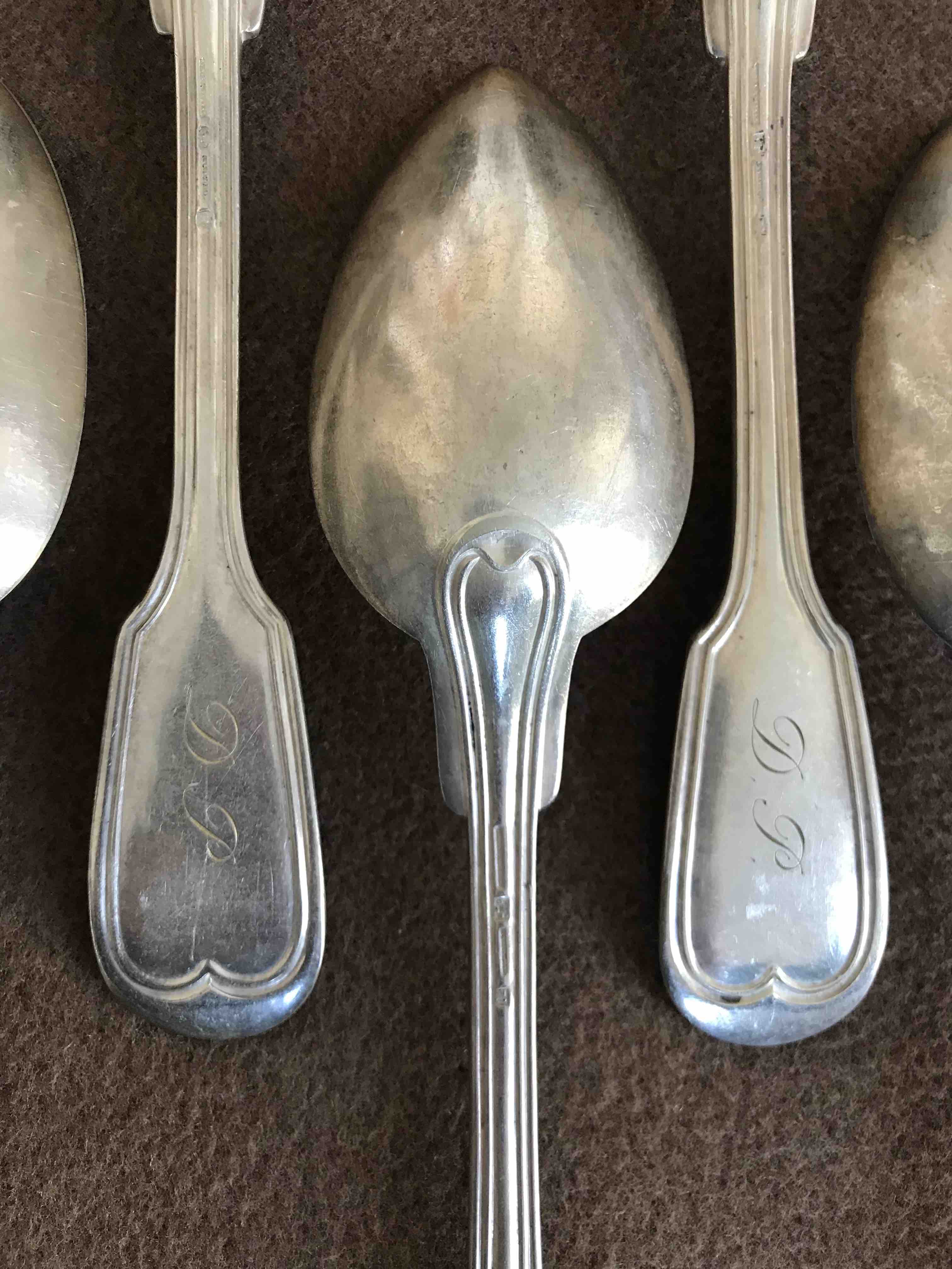 Lot 12 tablespoons in silver metal Cailar & Bayard goldsmith