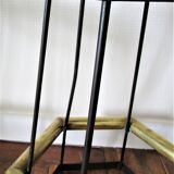 Five brass bar stools and vintage black metal 80s
