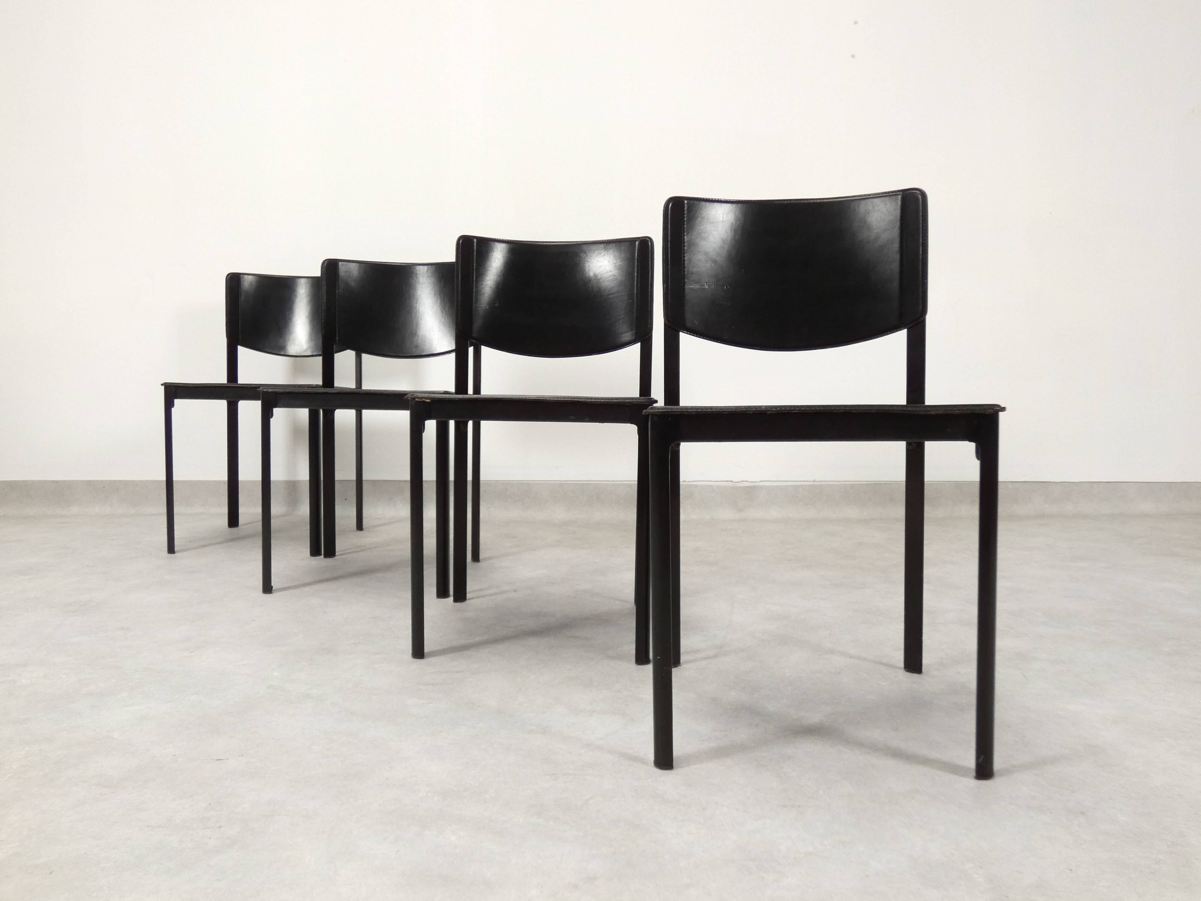 Matteo Grassi black leather dining chairs