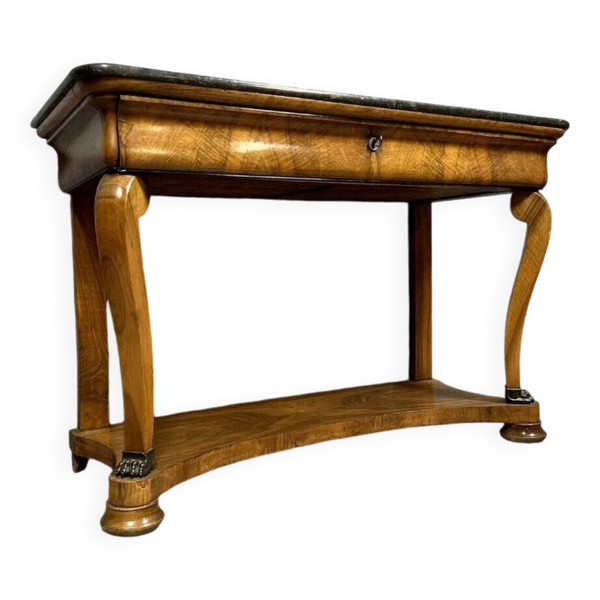 Console époque Empire en noyer blond vers 1810-1820
