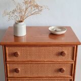 Vintage wicker chest of drawers.