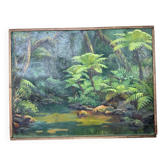 Toile peinture à l’huile « jungle » forêt paysage