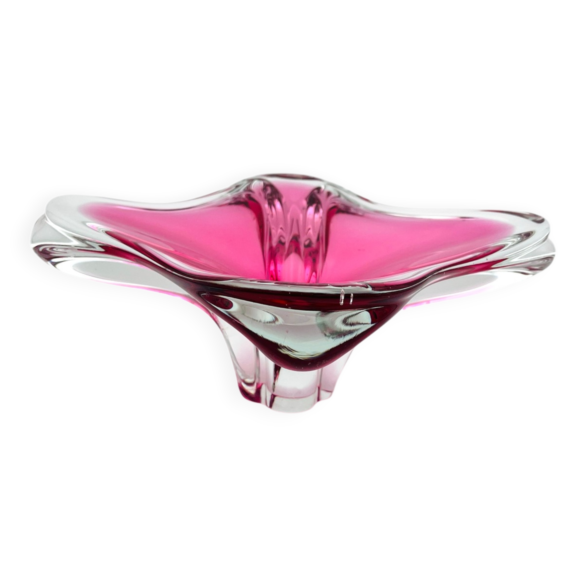 Large Crystal Bowl Bohemia Josef Hospodka 2.6kg Ruby Design 1960