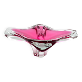 Large Crystal Bowl Bohemia Josef Hospodka 2.6kg Ruby Design 1960