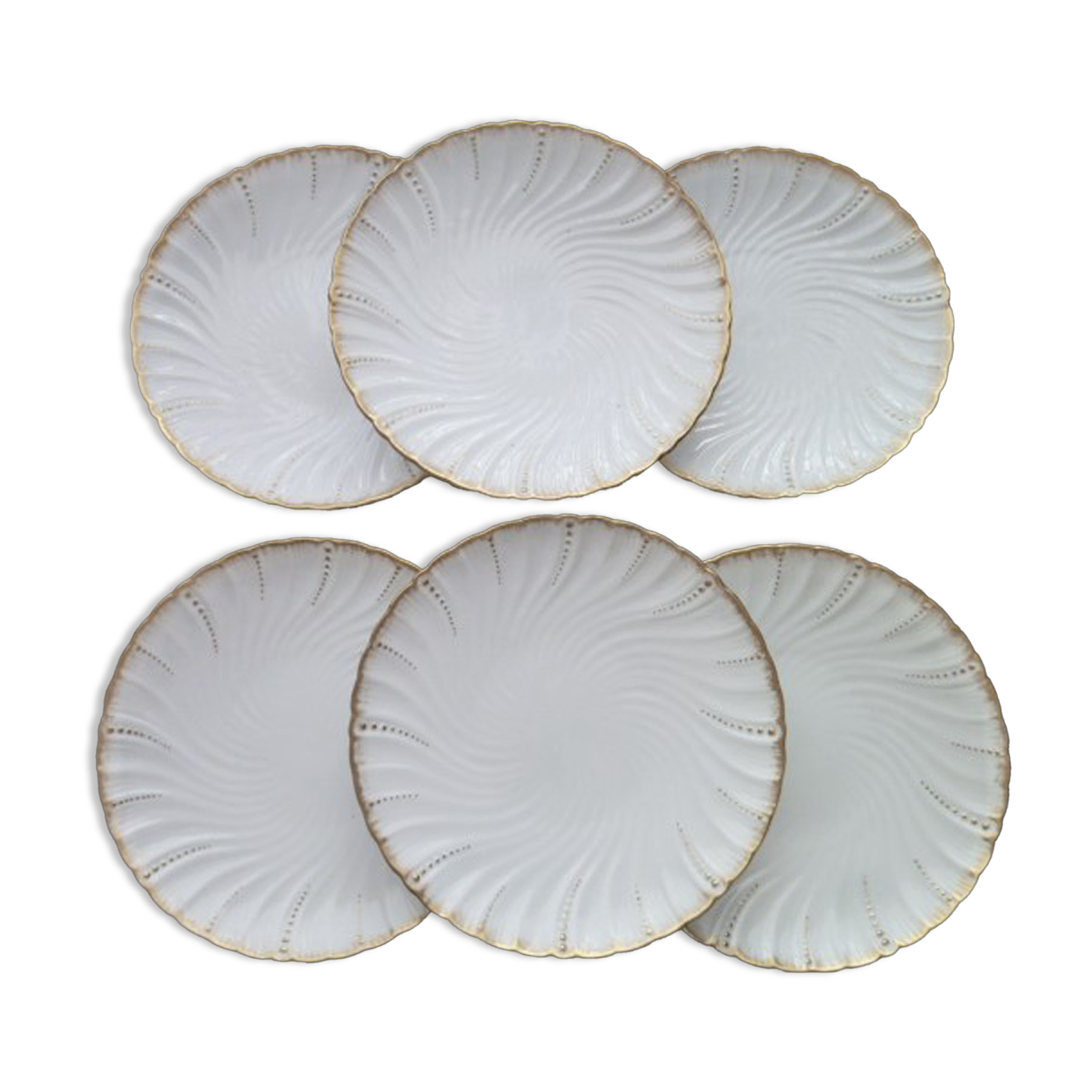 Set of 6 plates with fine faience dessert from Sarreguemines 1860 1919