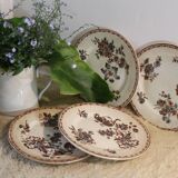 Ensemble de 4 assiettes plates polychrome-Terre de Fer de chez Salins-19è