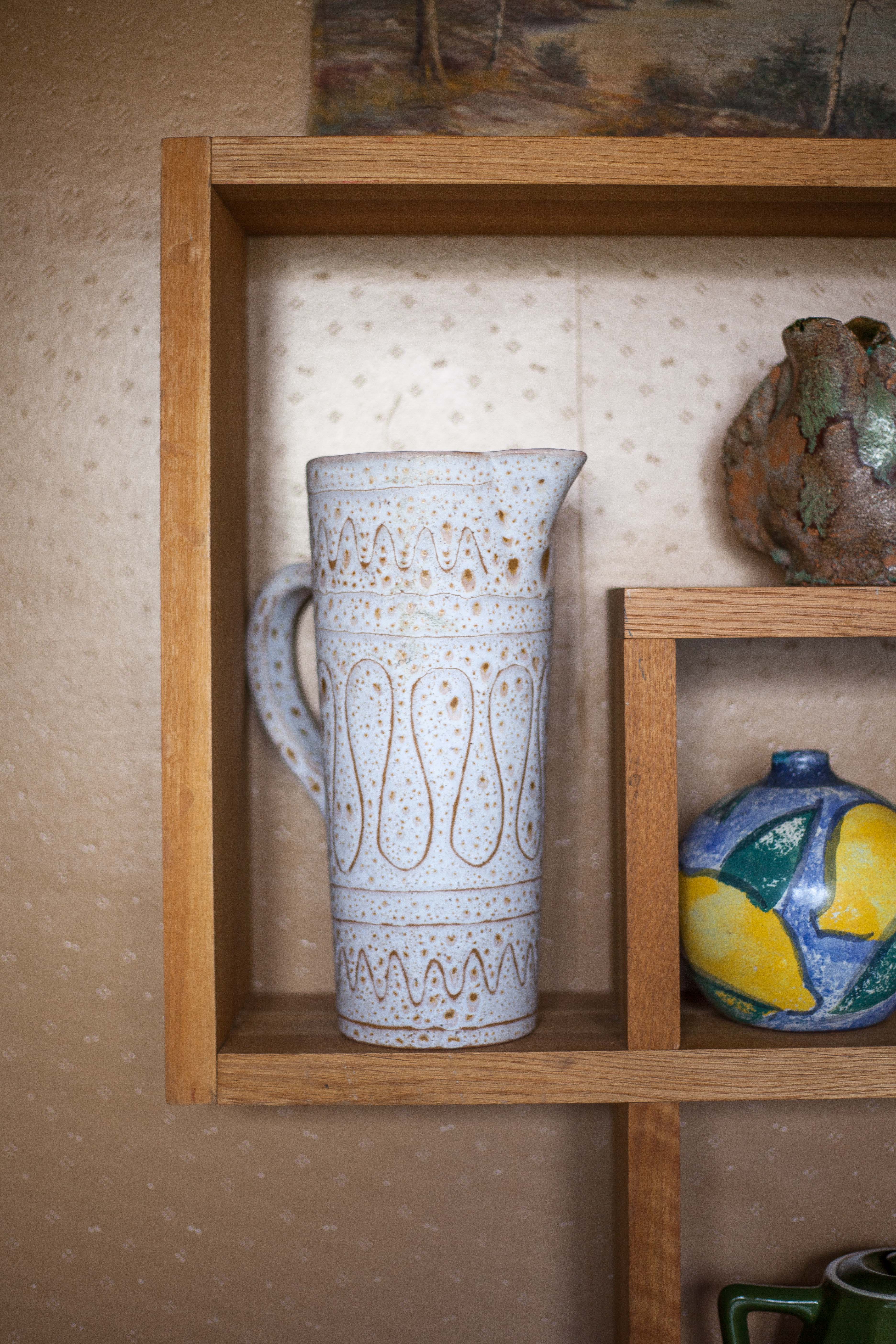 Vintage pitcher, Vallauris ceramic pitcher signed by Jean Austruy, large pitcher, vase, collection