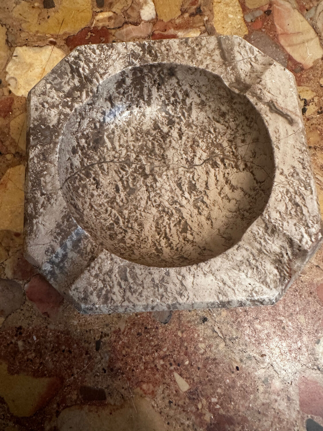 Ashtray, grey-beige marble catchall.