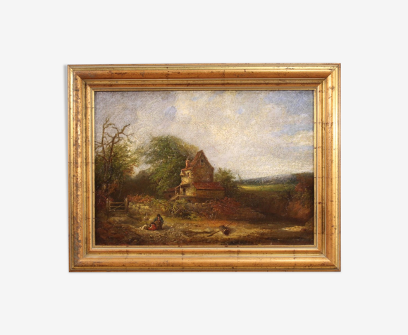 Peinture de paysage signée et datée 1854