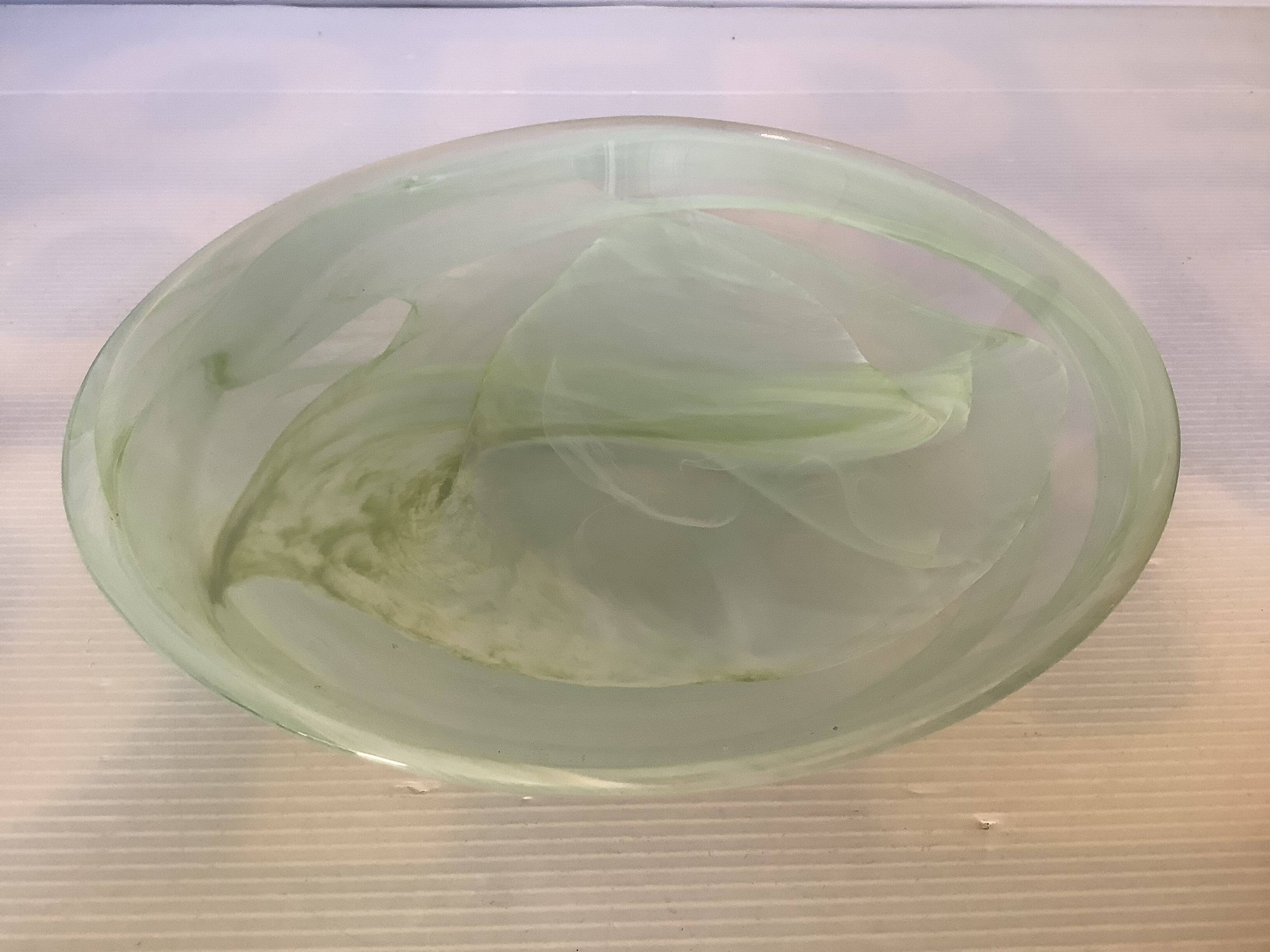 Large green pâte de verre dish.