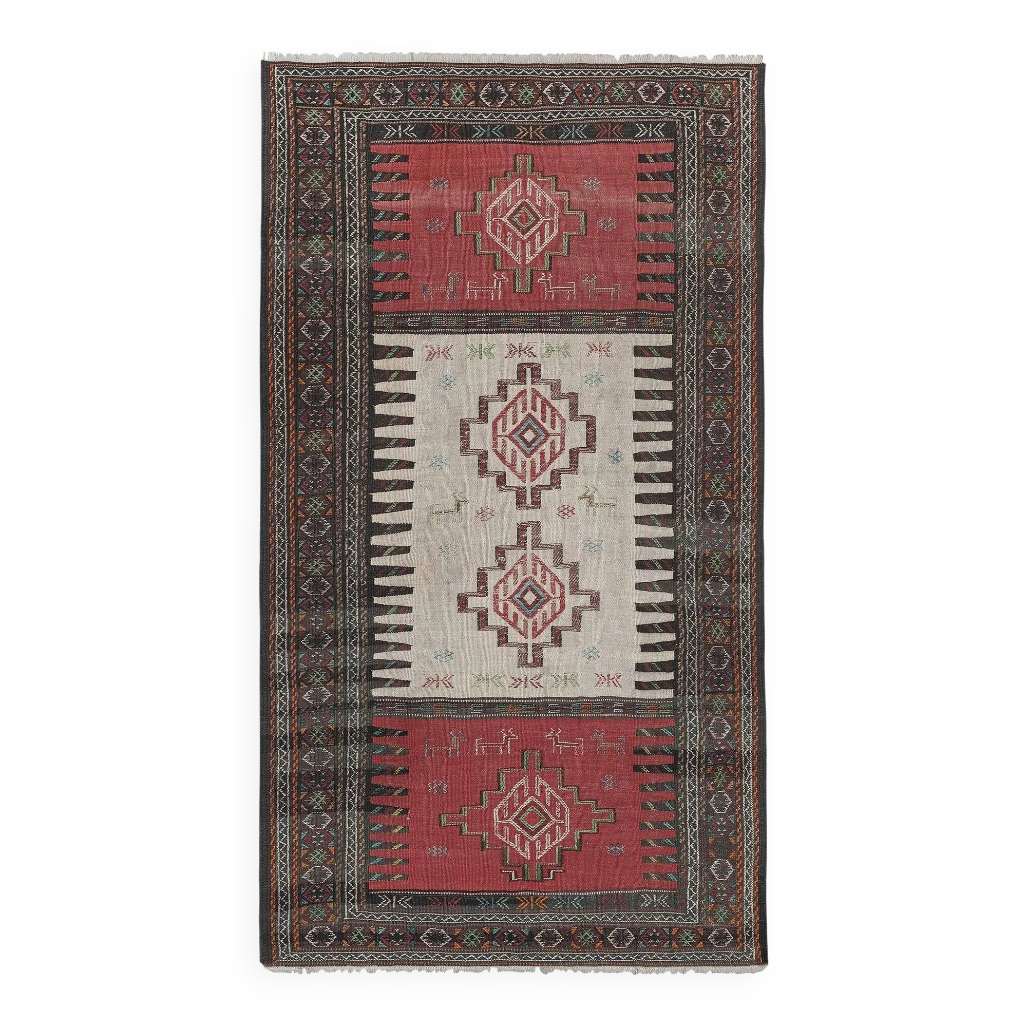Vintage Turkish kilim handwoven 107x185 cm