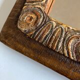 Arts & crafts 1970 mirror in incised resin