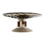 Art Deco Glass, wood and Metal Fruit Bowl, France, 1940s