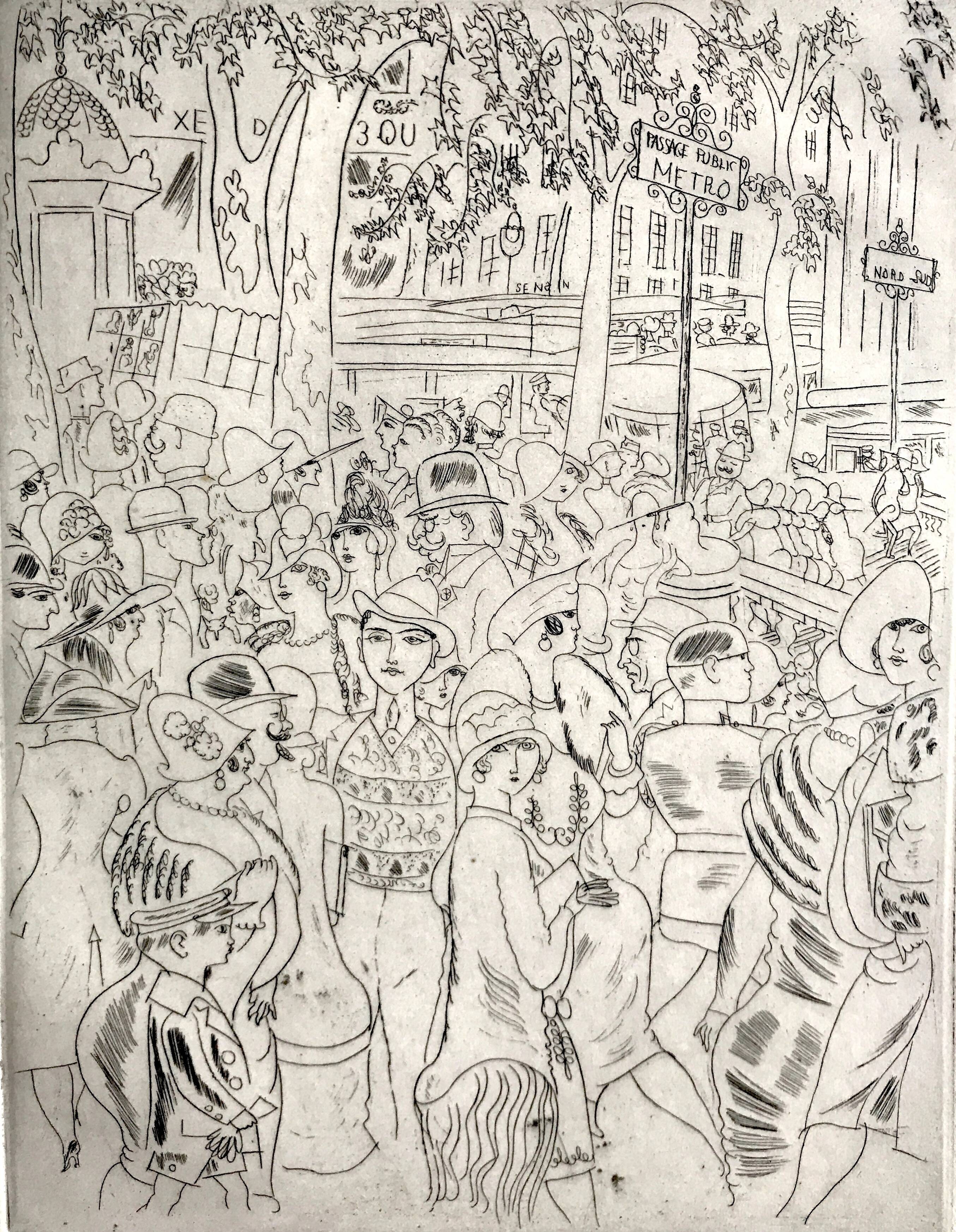 Chas-laborde boulevard des capucines (paris), 1927. original engraving