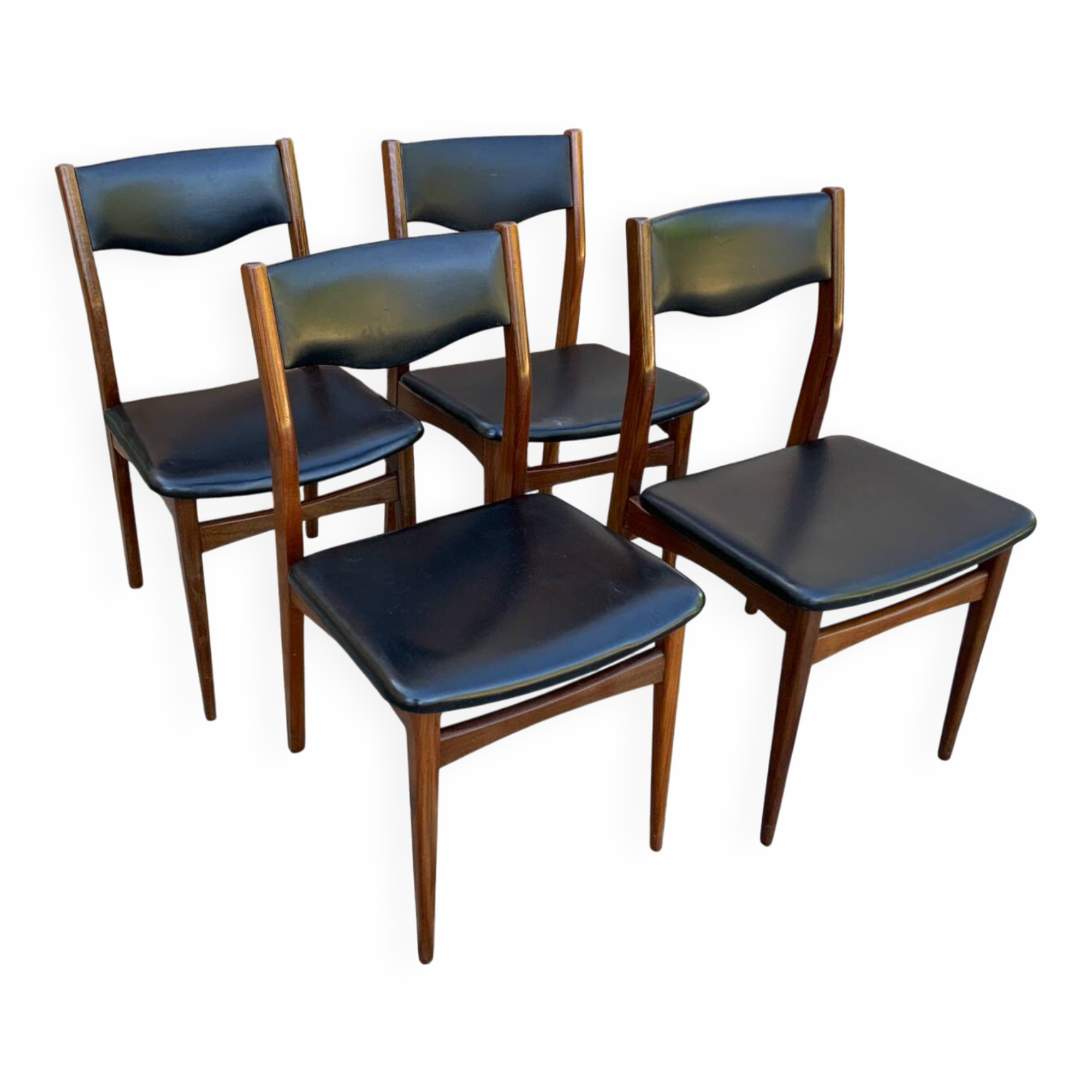 4 Scandinavian black leatherette chairs