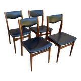4 Scandinavian black leatherette chairs