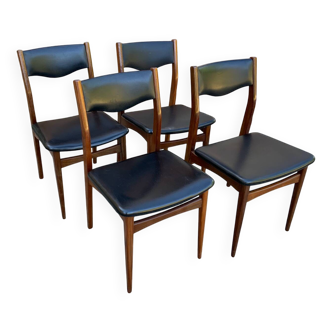 4 chaises scandinaves skaï noir