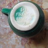 Green water pitcher by Poët Laval, Art Deco headband model