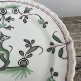 Decorative plate dog Moustiers 18th