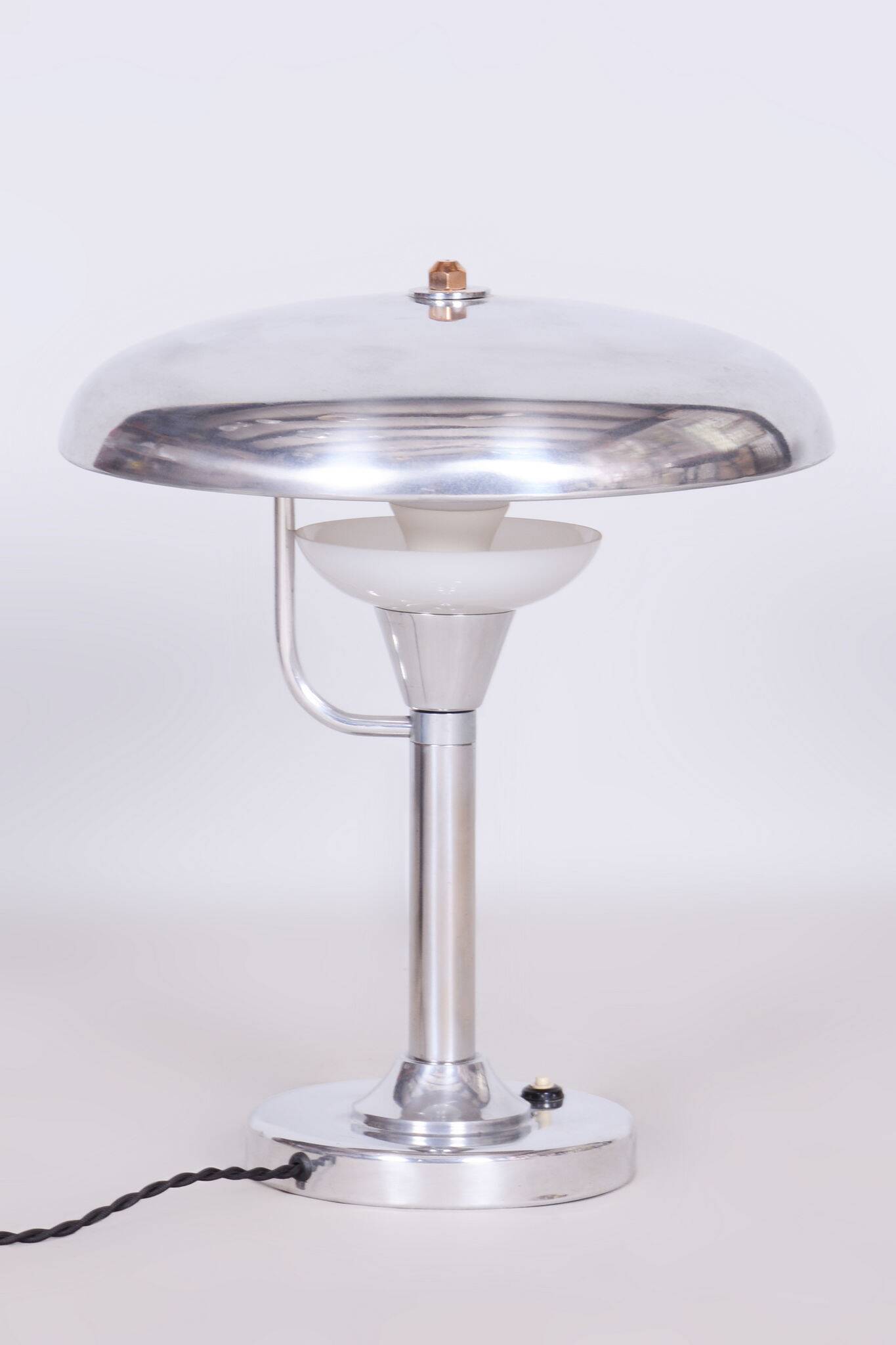 Restored Bauhaus Table Lamp, by Franta Anýž, Nickle-Plated Steel, Czech, 1920s