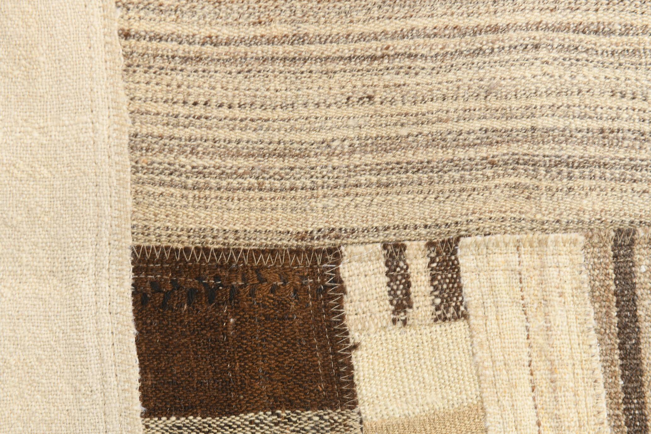 5x8 Cream & Beige Mid Century Modern Kilim Rug, 167x234Cm