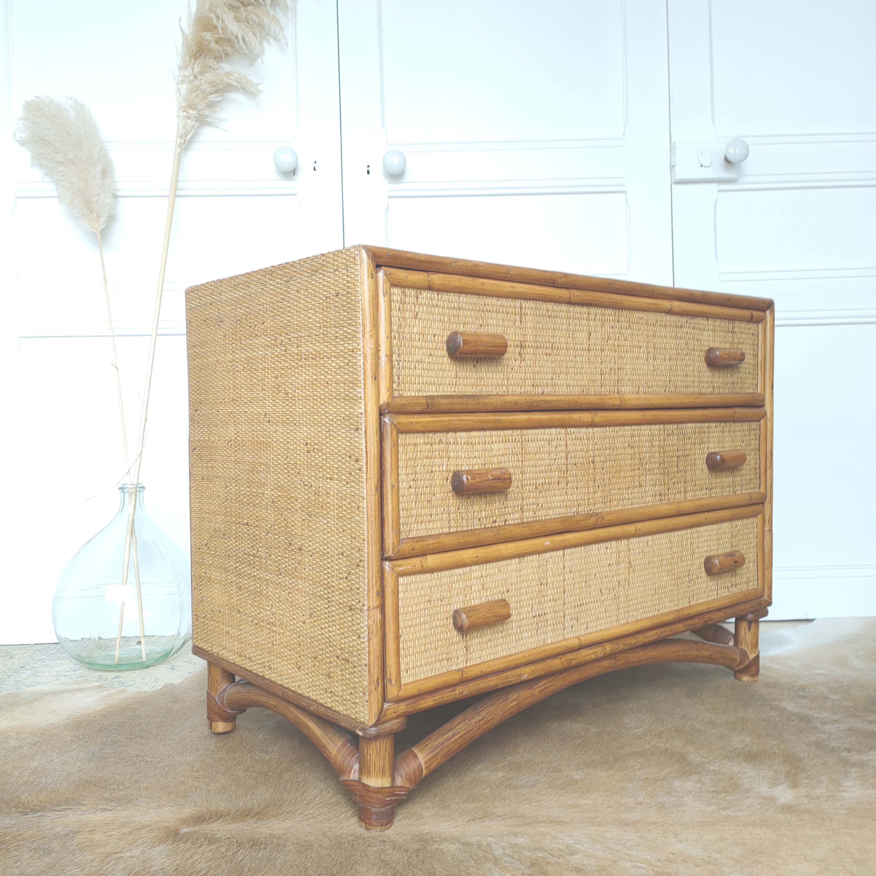 Commode bambou et rotin