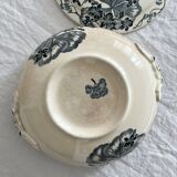 Petite soupière légumier ancienne en terre de fer "Les Violettes" Salins
