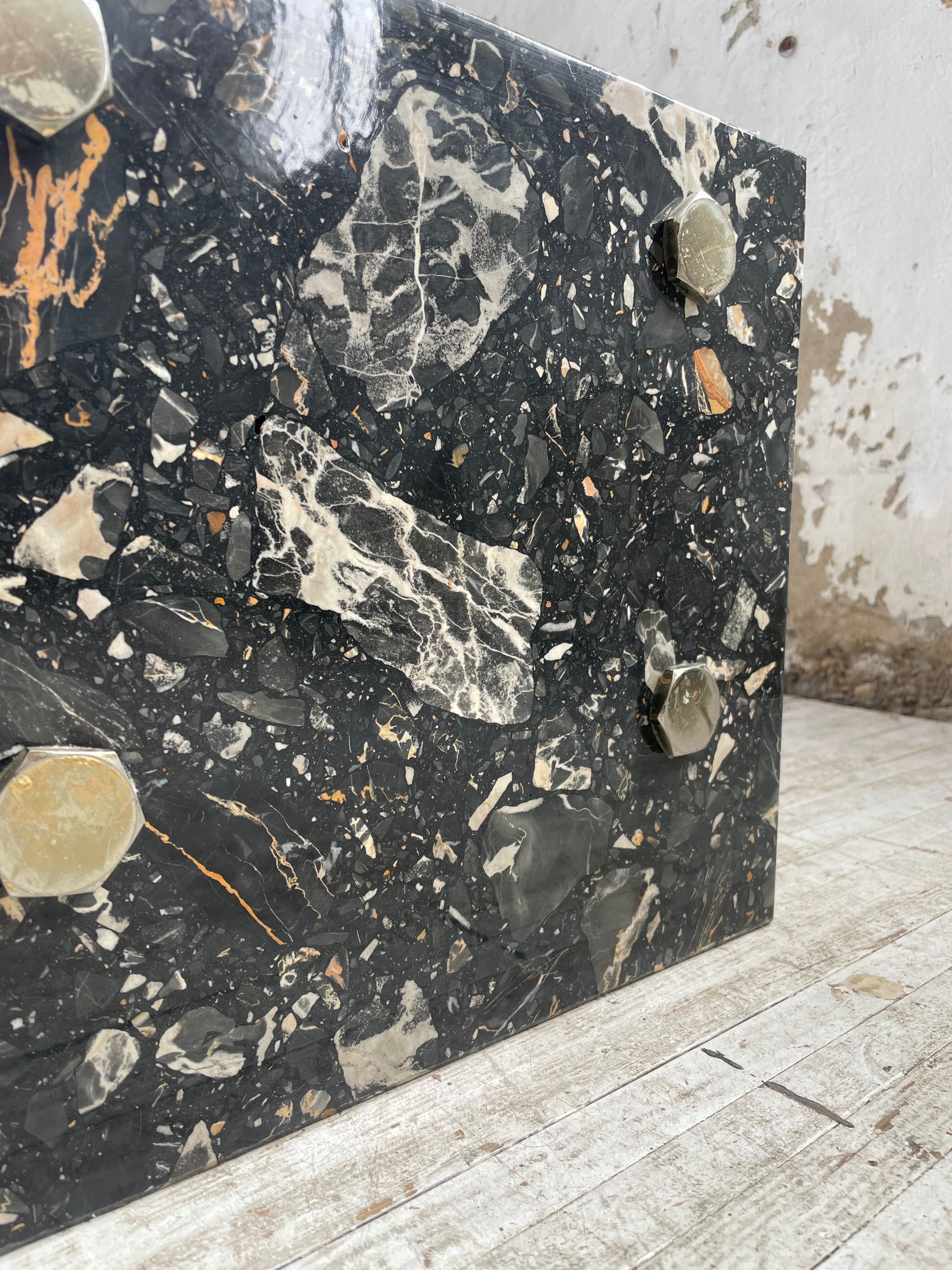 Coffee table year 80 Italian marble and glass