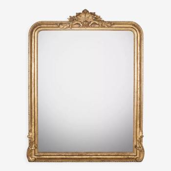 Miroir Louis Philippe doré du 19ème siècle avec écusson