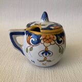 Mustard pot signed Henri Delcourt Hand painted Old Rouen early 20th century