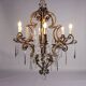 Antique 6-light wrought iron chandelier, Italy, 19th century