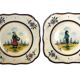 Quimper HB two square plates of Breton peasants from the early 20th century