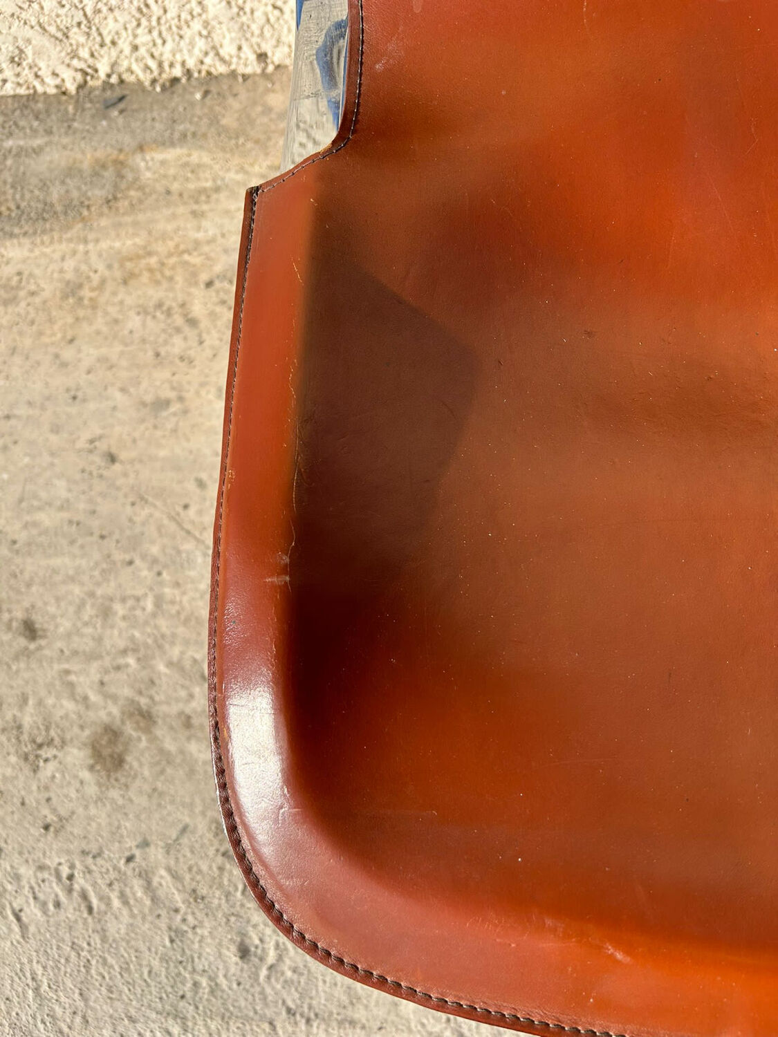 Pair of leather and chromed metal chairs year 70