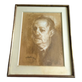 Painting on paper self-portrait Pierre Jérôme