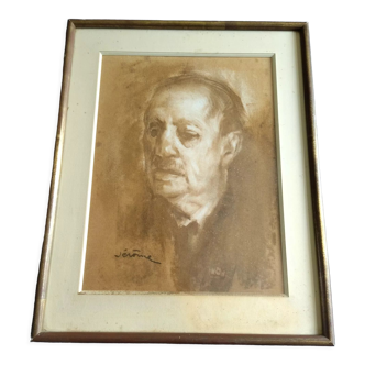 Painting on paper self-portrait Pierre Jérôme