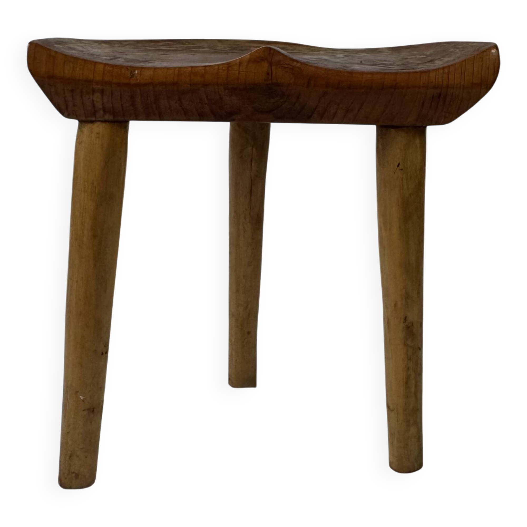 Tabouret vintage en bois tripode, France, 1960