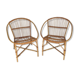 Pair of vintage rattan armchairs
