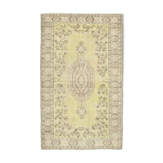 Handmade oriental beige rug 152 cm x 252 cm