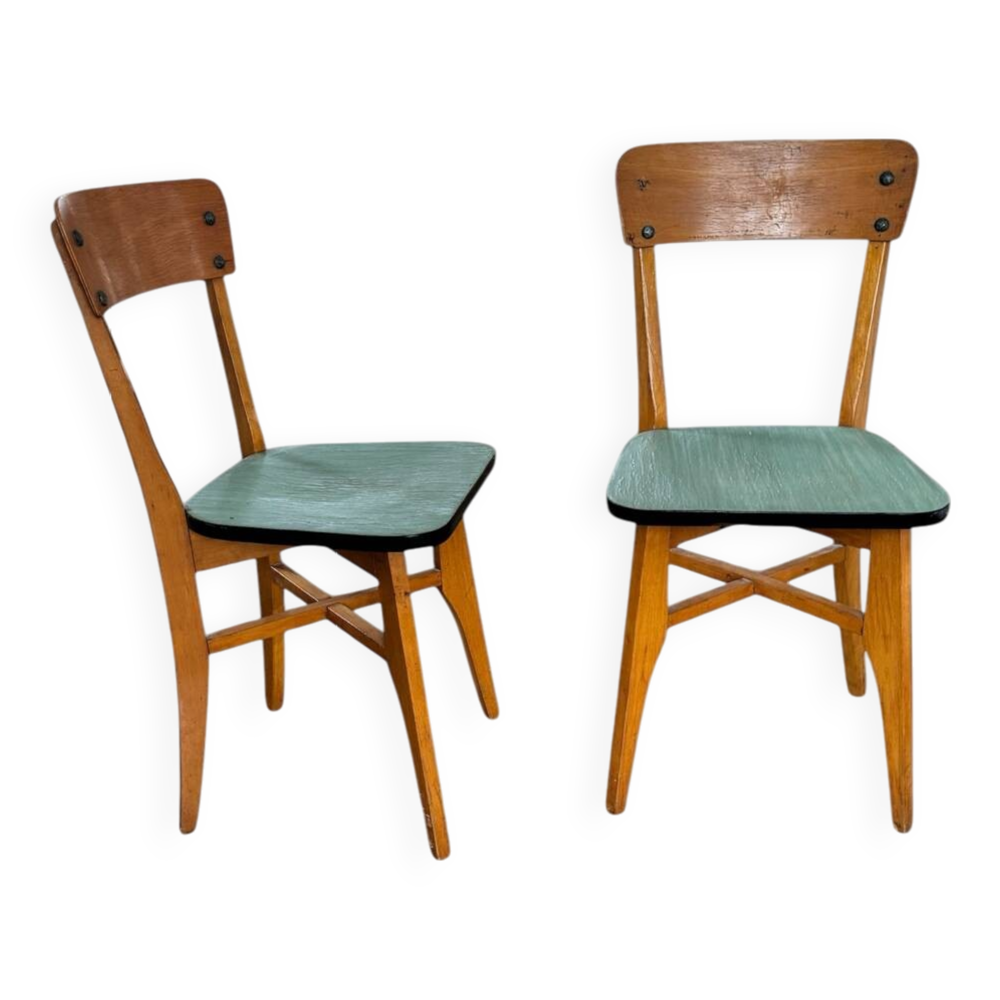 Pair of vintage 50's Linoleum chairs