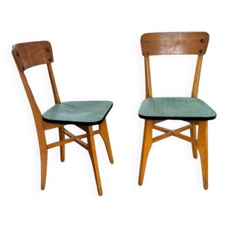 Pair of vintage 50's Linoleum chairs