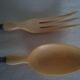Pair of cutlery to salad horn and silver metal year 30.