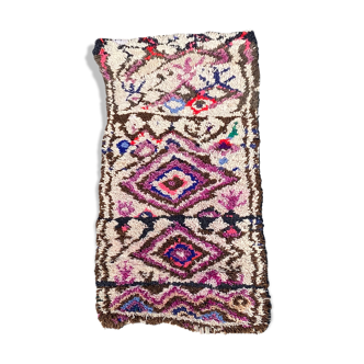 Old Azilal treed carpet in hand woven wool 110x215 cm