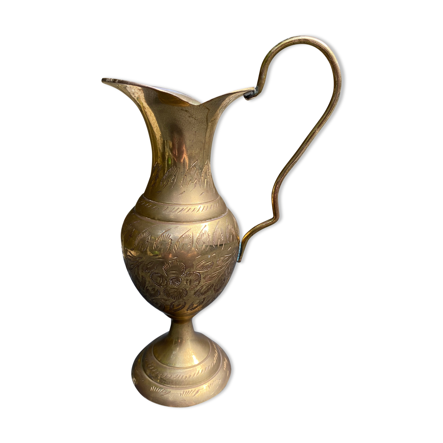 Small engraved brass jug