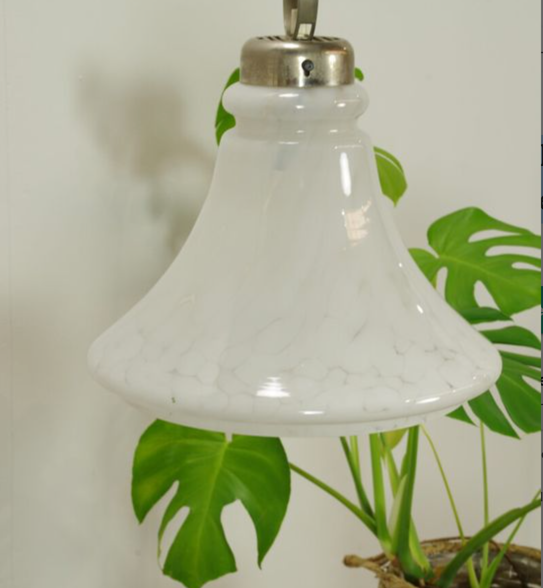Vintage glass pendant lamp with chrome details